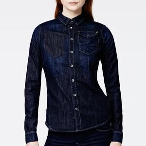 G-Star Raw Hunter 5620 Straight Shirt Lightweight Dark Denim Button Down Size S